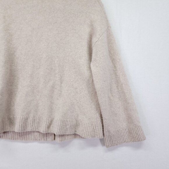 Reformation Wool Cardigan Womens Large Beige V-Neck Button Front With Pockets - Picture 13 of 16